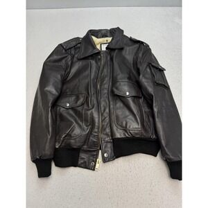 Vintage Pack-In Jacket Mens 44 Brown Leather A-2 Flight Bomber Korea Lined